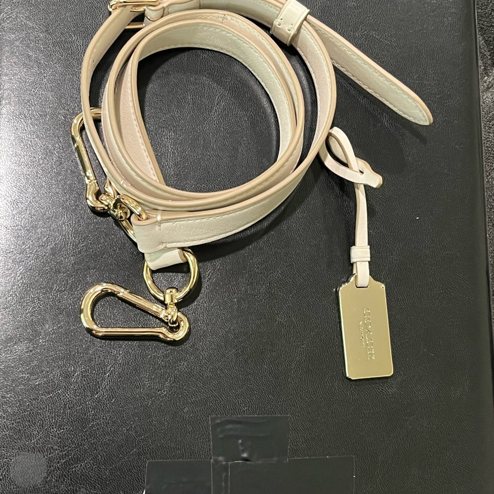 Coach Cream Leather Strap with Gold Hardware & hangtag